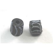 African Ghana Beads Black w/ Lt. Blue Lines Opaque 15x13mm ea