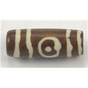 Bone Tube Brown with White Circle  25x8mm ea