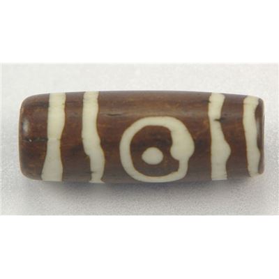 Bone Tube Brown with White Circle  25x8mm ea