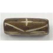 Bone Tube Brown with White Cross  25x8mm ea
