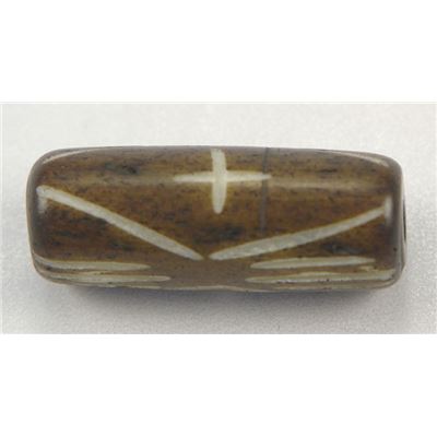 Bone Tube Brown with White Cross  25x8mm ea