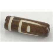 Bone Tube Brown with White Line  25x8mm ea
