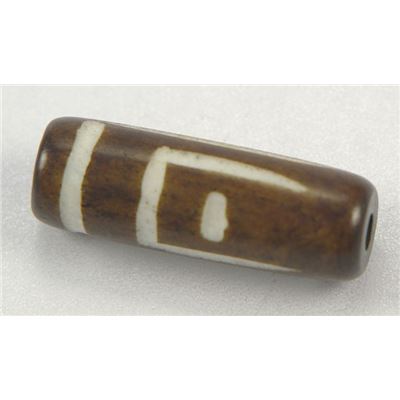 Bone Tube Brown with White Line  25x8mm ea