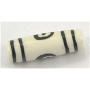 Bone Tube White with Black Circle  25x8mm ea
