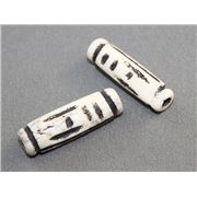 Bone Tube White with Black Lines  25x8mm ea