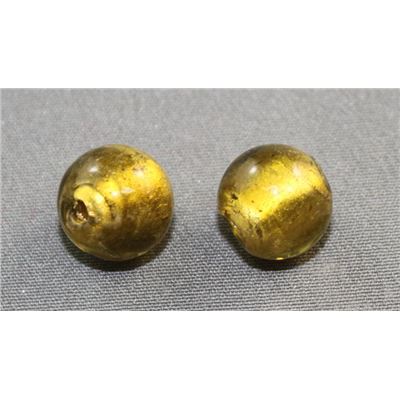 Handmade Foil Glass Beads Antique Gold Opaque 10mm ea