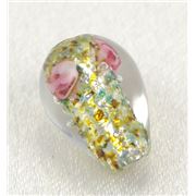 Lamp Bead Foiled Roses Drop Crystal Transparent 14x9mm ea