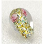 Lamp Bead Foiled Roses Drop Crystal Transparent 14x9mm ea