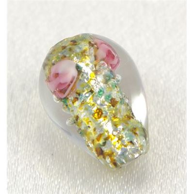 Lamp Bead Foiled Roses Drop Crystal Transparent 14x9mm ea