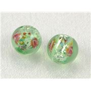 Lamp Bead Foiled Roses Round Assorted Transparent 8mm ea