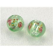 Lamp Bead Foiled Roses Round Assorted Transparent 8mm ea