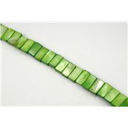 Mother of Pearl 2 Hole Rectangle Strand Light Lime Green Pearl 7x15mm ea