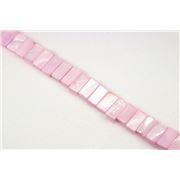 Mother of Pearl 2 Hole Rectangle Strand Pink Pearl 7x15mm ea