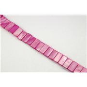 Mother of Pearl 2 Hole Rectangle Strand Red Pearl 7x15mm ea