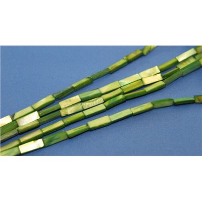 Mother of Pearl Rectangle Strand Light Lime Green Pearl 5x15mm ea