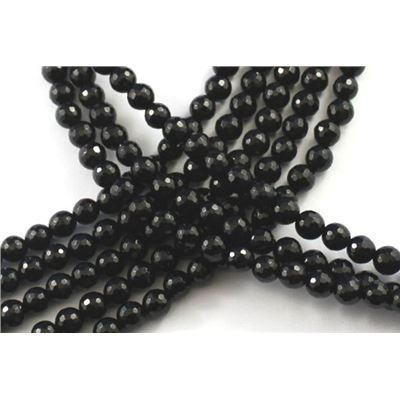 Semi Precious Strand Black Onyx Faceted Round 10mm ea