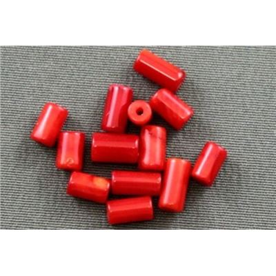 Semi Precious Coral Cylinder Coral Opaque 3x6mm ea