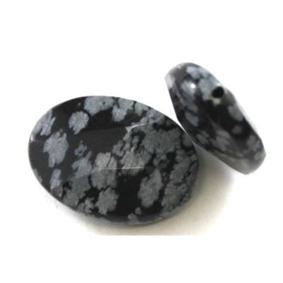 Semi Precious Snowflake Obsidian Faceted Oval 16x22mm ea