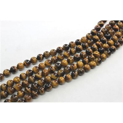 Semi Precious Round  Strand Tiger Eye 8mm (approx 48 beads) ea