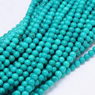 Semi Precious Round Bead Strand Turquoise( Reconstituted) Opaque 6mm approx 60 beads. ea