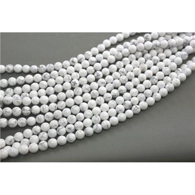 Semi Precious Strand Round White Howlite Opaque 8mm (approx 48 beads)  ea
