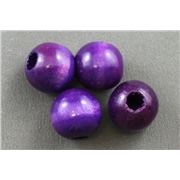 Wooden Round Purple  16mm ea