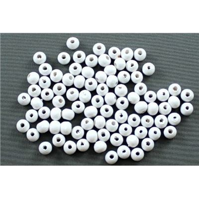 Wooden Round White  6mm ea