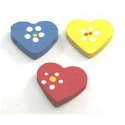 Wooden Hearts Assorted Colours   ea