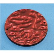 Circle Large 50mm 2 Hole Red Ripples    Opaque  ea