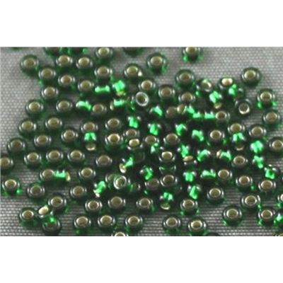 Czech Seed Bead Dark Green Silver Lined 11/0 - Minimum 8g