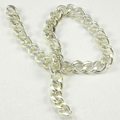 Chain Silver Metallic-FC376S  Flat Curb 7x6mm per metre