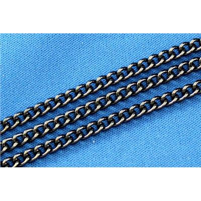 Chain Black Nickel Metallic 395BN Flat Curb 3x4mm per metre