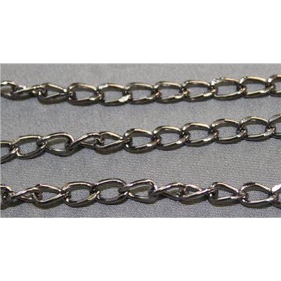 Chain Black Nickel Metallic 378BN Curb 6x4mm per metre