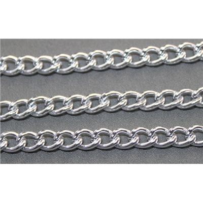 Chain - Aluminium Silver Metallic FC422 Curb 6x5mm  per metre