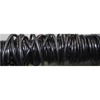 Leather - Round - 2.0mm Black  1m per metre