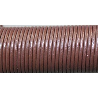Leather - Round - 2.0mm Brown  1m per metre