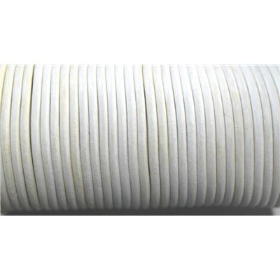 Leather - Round - 2.0mm White  1m per metre