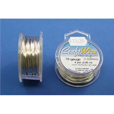 Bead Smith  Non Tarnish Wire 18 gauge Silver  3.65m ea