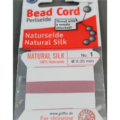 Griffin Silk Cord  with Needle Dark Pink  0.035mm ea