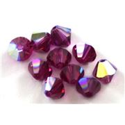 Swarovski Crystal 5328 Bicone Fuchsia AB 6mm 
