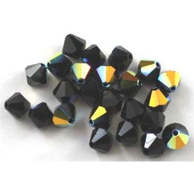 Swarovski Crystal 5328 Bicone Jet AB 6mm 