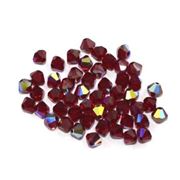 Swarovski Crystal 5328 Bicone Siam AB 4mm 