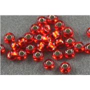 Seed Bead Orange Red Silver Lined 9/0 - Minimum 10g