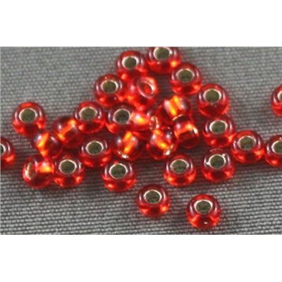 Seed Bead Orange Red Silver Lined 9/0 - Minimum 10g