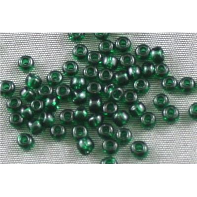 Seed Bead Dark Emerald Transparent 9/0 - Minimum 10g