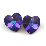 Swarovski Crystal 6202 Hearts Heliotrope AB 14.4x14mm 