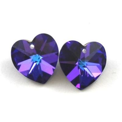 Swarovski Crystal 6202 Hearts Heliotrope AB 14.4x14mm 