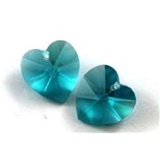 Swarovski Crystal 6202 Hearts Blue Zircon 14.4x14mm 