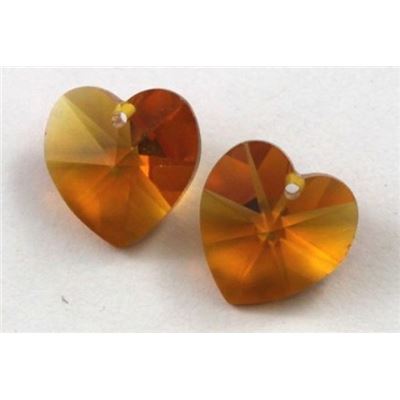Swarovski Crystal 6202 Hearts Topaz 14.4x14mm 