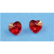 Swarovski Crystal 6228 Hearts Light Siam 10.3x10mm 